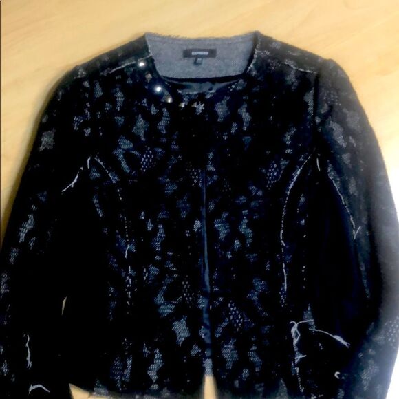 Express Destress Lace Black and White Jacket - Picture 2 of 7